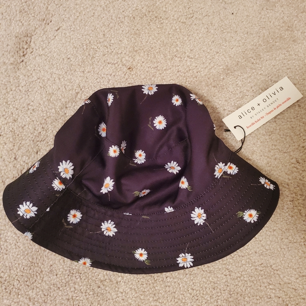Alice and Olivia reversible sunflower bucket hat